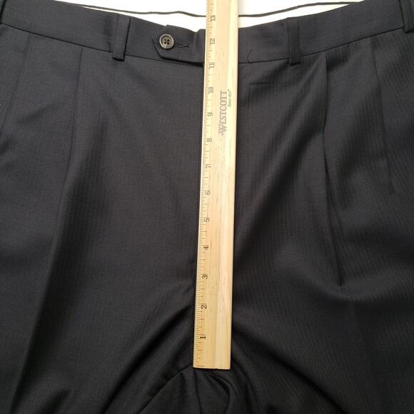 Vintage Ralph Lauren Chaps Suit Men 46 Reg 40x27 Navy Tonal Stripe Wool Cashmere - Picture 15 of 16